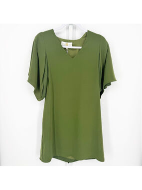 Anna Cate Blaire Chive Flutter Shift Dress NWT S